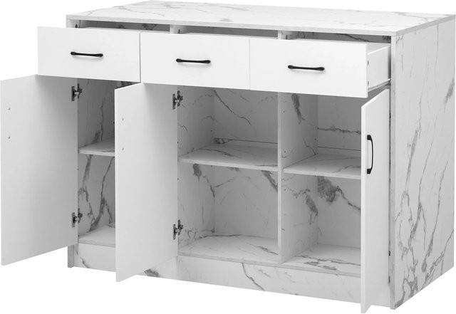 okwish Kücheninsel mit Schubladen und Türen in Weiß, B/T/H: 120 x 60 x 90,5 cm - Bild 1