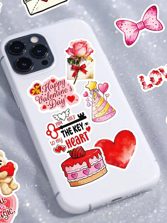 56 Stück rote Valentinstag-Aufkleber aus Papier zur Dekoration von Geschenkboxen, Lunchboxen und anderen Gegenständen - Bild 3