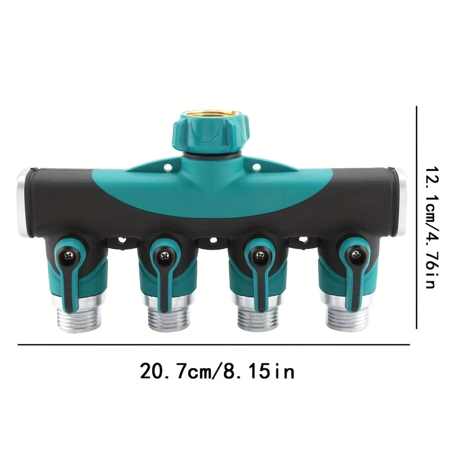 3/4 Zoll Garten-Wasserhahn-Adapter mit 4-Wege- und 2-Wege-Schlauchanschluss und Absperrventil für deinen Hausgarten - Bild 2
