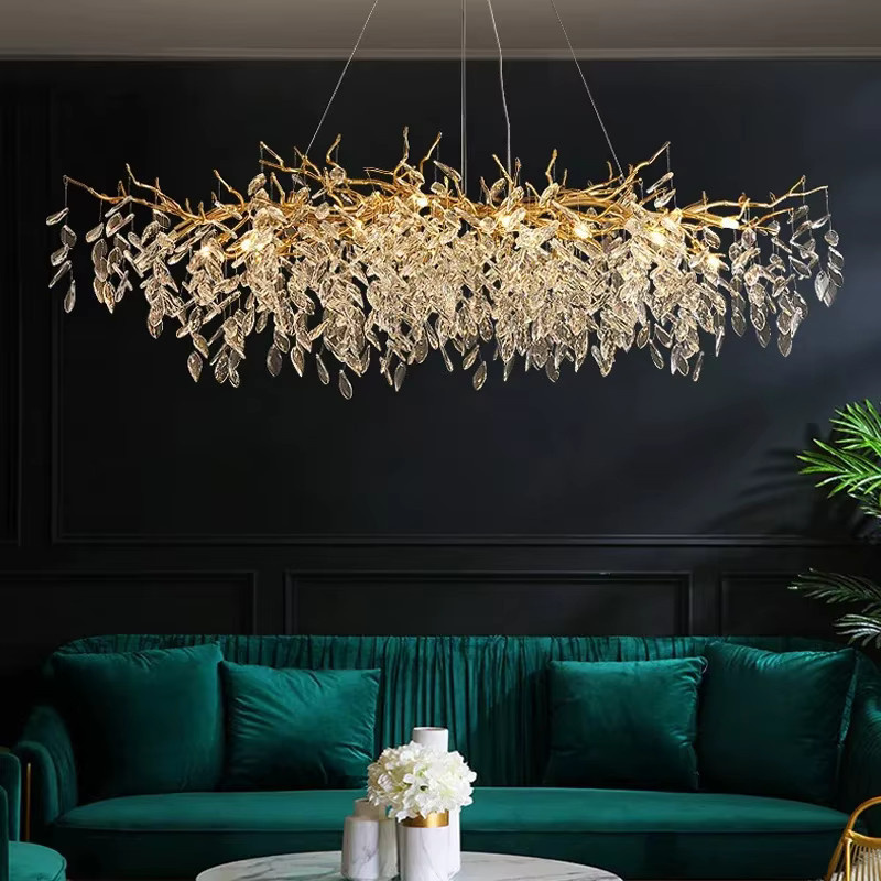 YongYing Lumin LED-Pendelleuchte aus Kristall und Metall in Gold oder Silber für Esszimmer und Schlafzimmer - Bild 3