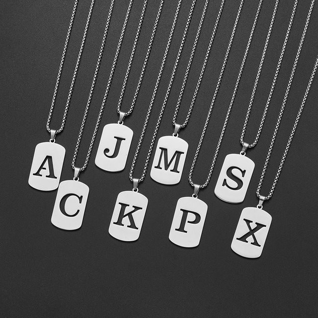 SMJEL Buchstaben Charme Anhänger Halskette, Edelstahl, Unisex - Bild 1