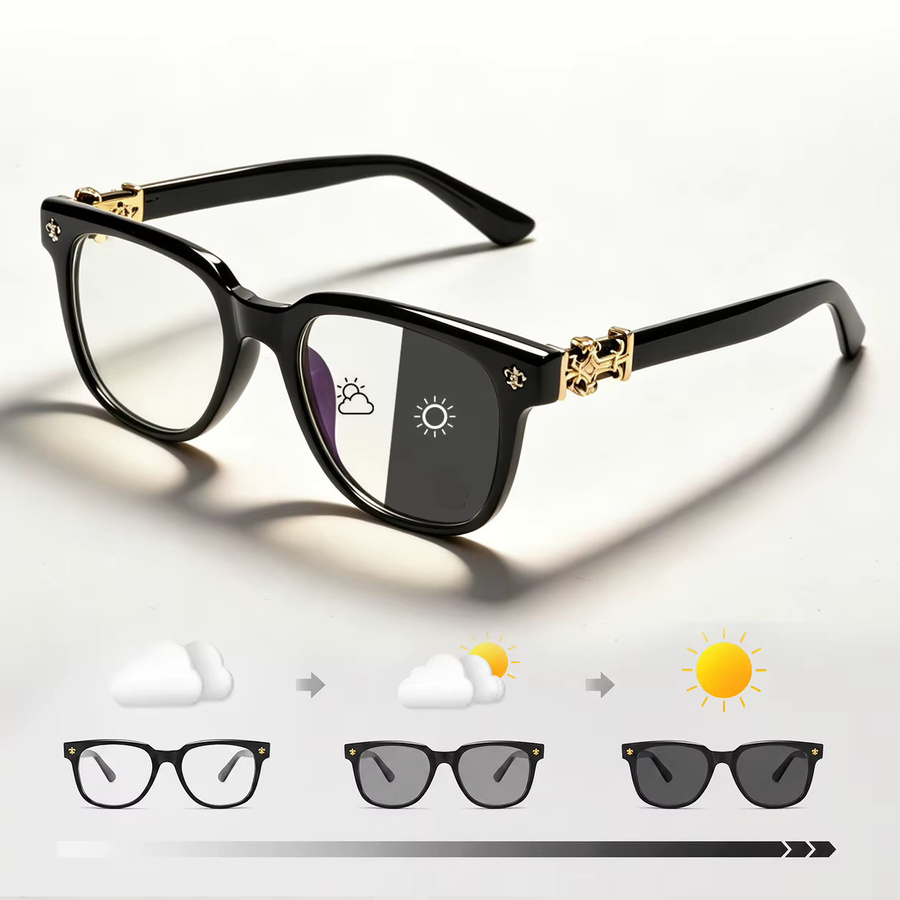 AWGSEE photochrome Sonnenbrille, quadratisch, Vollrand, Unisex, transparent, black - Bild 4