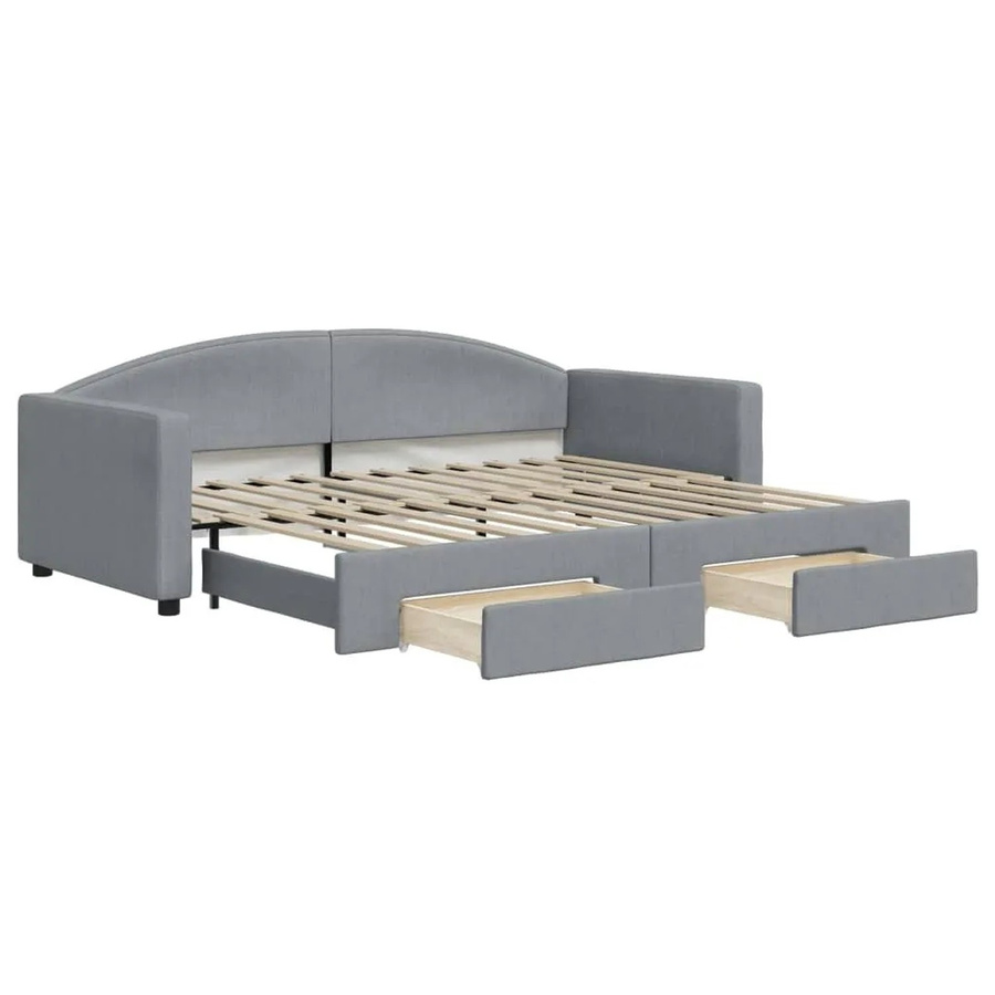 vidaXL Tagesbett ausziehbar mit Schubladen in Hellgrau, B/T/H: 200 x 90 x 75 cm - Bild 2