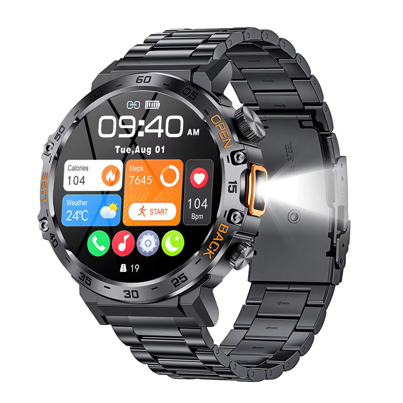LIGE Smartwatch für Herren in Schwarz mit Bluetooth-Anruffunktion, 3ATM wasserdichtem Sport-Fitness-Armband, Gesundheitsmonitor und Taschenlampe mit über 100 Sportmodi - Bild 5