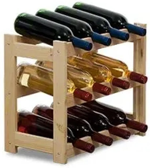 PROREGAL Pinotwine Weinregal aus massivem Kiefernholz, Natur Unbehandelt, braun, H x B x T: 38 x 43 x 25 cm, Platz für 12 Flaschen - Bild 1