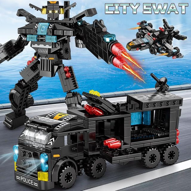 27-in-1 SWAT Kommandofahrzeug Bausteine Set, mit Stadt-Helikopter, ab 6 Jahren - Bild 1
