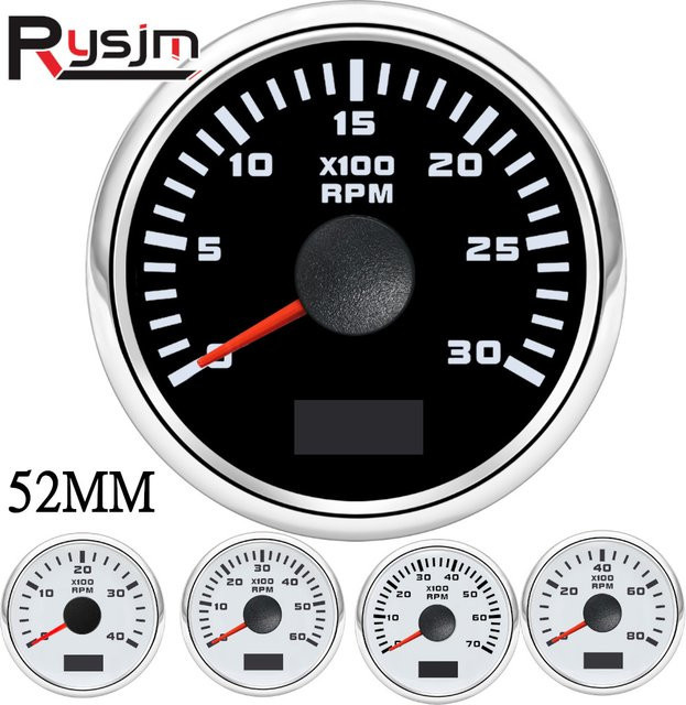 RYSJM Boots-Drehzahlmesser mit Betriebsstundenzähler und roter Hintergrundbeleuchtung für Außenborder, 52 mm - Bild 1