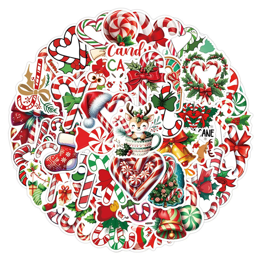 Charile Kawaii Weihnachten Zuckerstange Aufkleber, Mehrfarbig, Dekorative Papier Aufkleber für Tagebuch und Laptop - Bild 2
