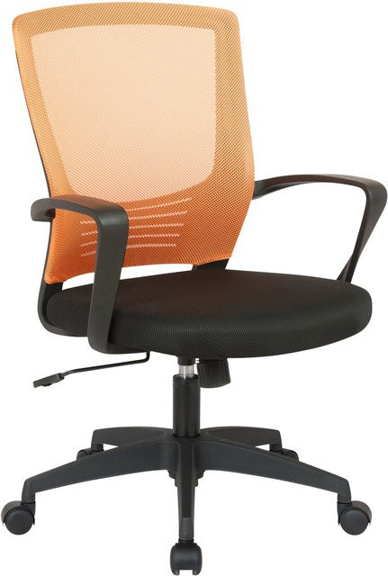 TPFLiving Bürostuhl Kamira mit Netzbezug und Armlehnen, Schwarz/Orange, B/T/H: 58 x 53 x 101 cm - Bild 1