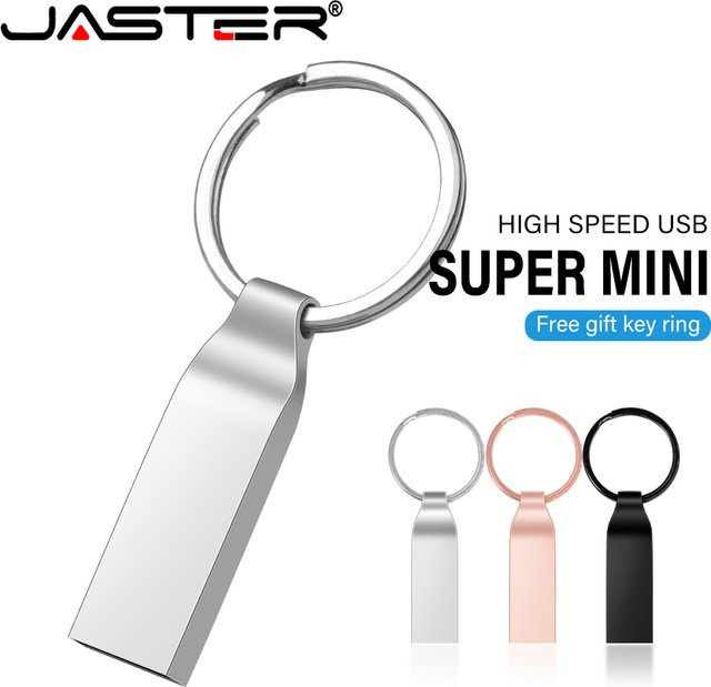 JASTER USB 2.0 Flash-Laufwerk aus Metall in Silber mit Schlüsselring, wasserdichter USB-Stick - Bild 1