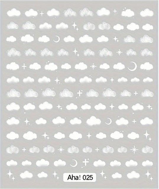 OTRESS 3D Nail Art Sticker, Weiß, Wolke Mond Stern, Unisex - Bild 1