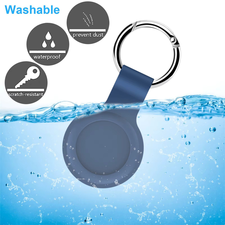 Schlüsselanhänger für Apple AirTag aus wasserdichtem Flüssigsilikon in Gelb - Bild 4