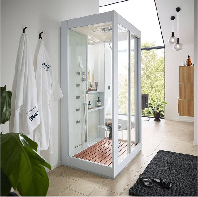 HOME DELUXE Dampfdusche LUXORY mit Wasserfall und Dampfsauna, Weiß, B/T: 120 x 90 cm - Bild 1