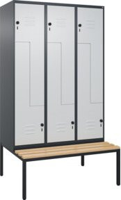 C+P Z-Spind Classic PLUS Sitzbank mit 6 Fächern und Sicherheits-Drehriegel, Sitzfläche aus Buche-Hartholz, B/T/H: 212,0 x 120,0 x 81,5 cm - Bild 1