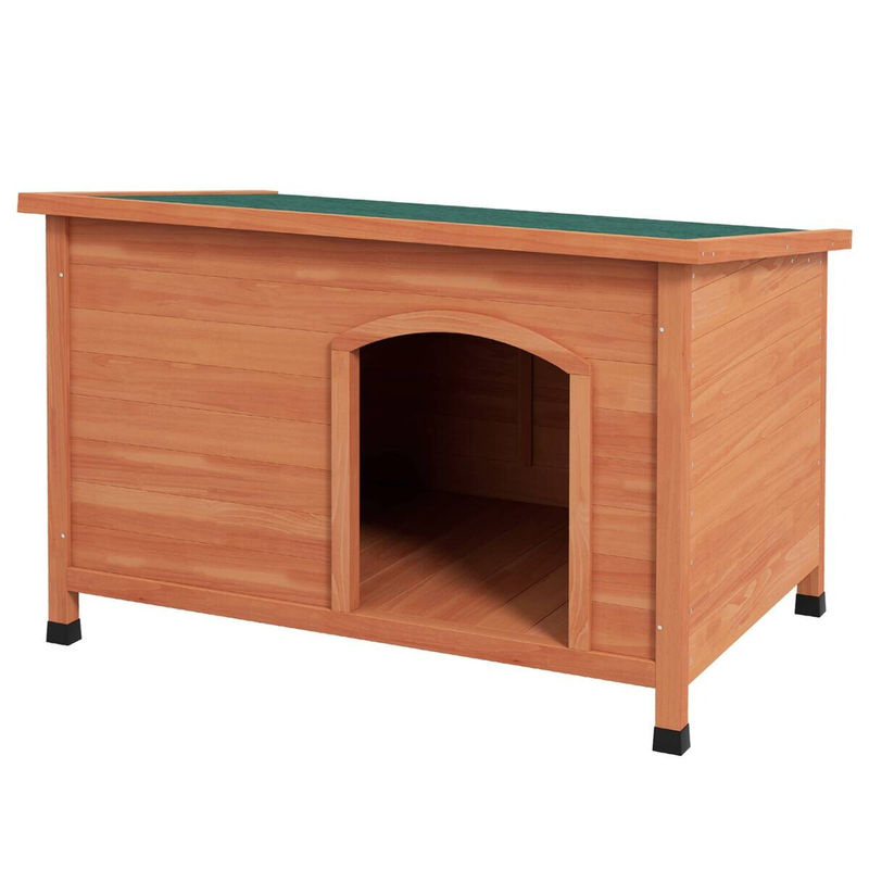 PawHut Hundehütte aus Fichtenholz in Orange mit wetterfestem, abnehmbarem Dach und erhöhtem Boden, B/H/L: 65,5 x 68 x 100 cm - Bild 2