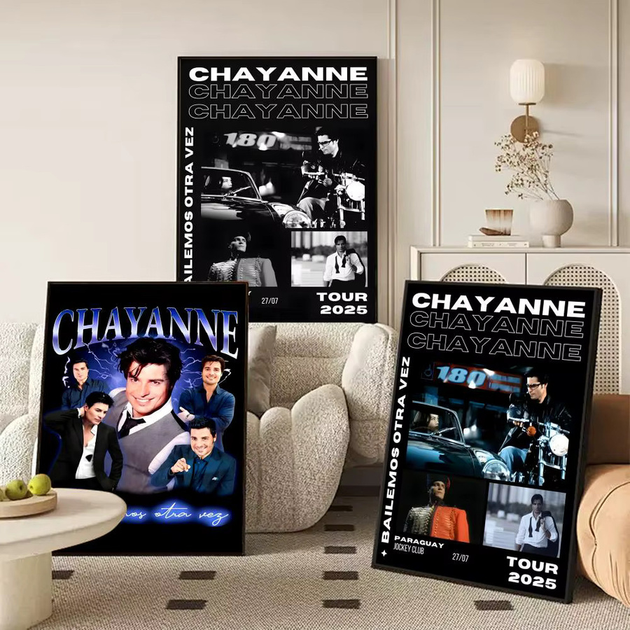 Singer C-Chayanne Poster Wandkunst-Aufkleber in Schwarz, wasserfeste und selbstklebende Wanddekoration, B: 20,0 cm, H: 15,0 cm - Bild 2