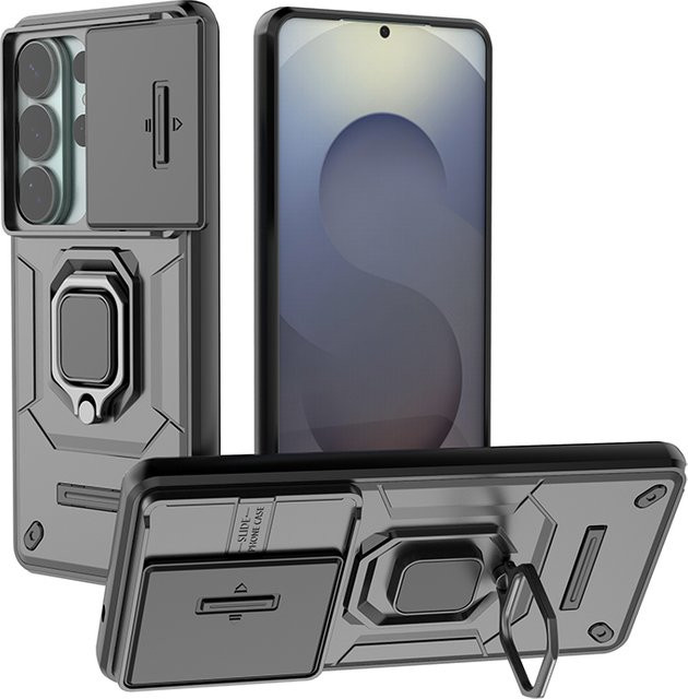 Stoßfeste Panzer-Schutzhülle für Samsung Galaxy S26 S25 S24 S23 Ultra Plus S25Edge S24FE mit Schiebeobjektiv in Grau - Bild 1