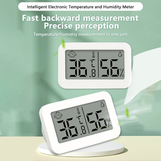 Voktta TJW-01 Mini LCD-Digitalanzeige für Temperatur und Luftfeuchtigkeit in Weiß - Bild 1