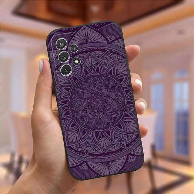 Mandala Chakra Yoga Handyhülle für Samsung Galaxy S23 Ultra S24 S22 S21 S20 FE Plus A54 A34 A16 A53 A13 in Purple - Bild 1