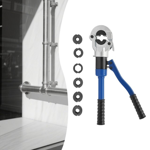 Hydraulische Crimpzange Bymaocar Presswerkzeug-Set aus Stahl in Blau mit 41Cr4 Stahl-Einsätzen V12 V14 V15 V16 V18 V22 V28 - Bild 1