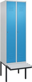 C+P Spind Classic PLUS Garderobenschrank mit Sitzbank, 2 Abteile, Lichtgrau, B/T/H: 212 x 60 x 81,5 cm - Bild 1