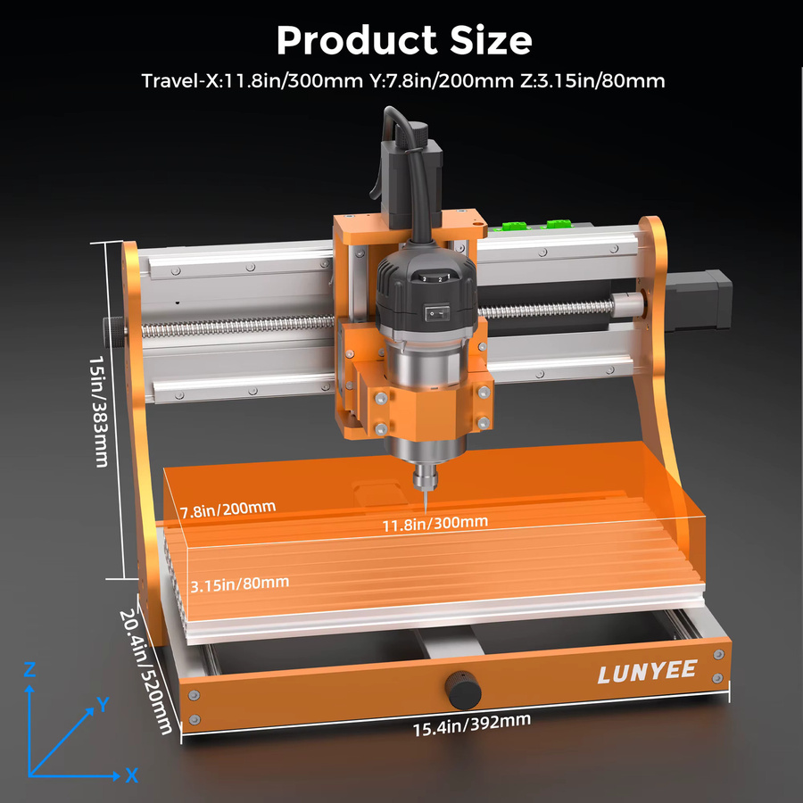 LUNYEE 3020 Nova CNC-Fräsmaschine 710W GRBL Desktop-Lasergraviergerät zum Schneiden und Gravieren von Hardware B/T/H: 38,3 x 39,2 x 38,3 cm - Bild 2
