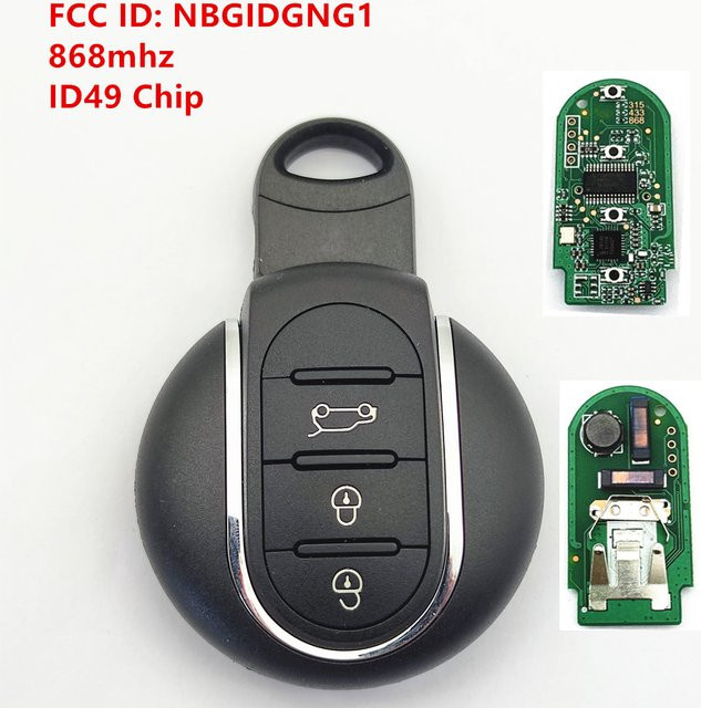 Wilongda Smart Remote Auto Schlüsselanhänger mit 3 Tasten und 868 MHz ID49 Chip für BMW Mini Cooper 2015-2018, Schwarz - Bild 1