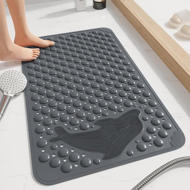 Yiran Furniture Badematte mit Saugnapf für Dusche und Badezimmer, rutschfest, grau/mehrfarbig, B: 44 cm, T: 75 cm - Bild 1