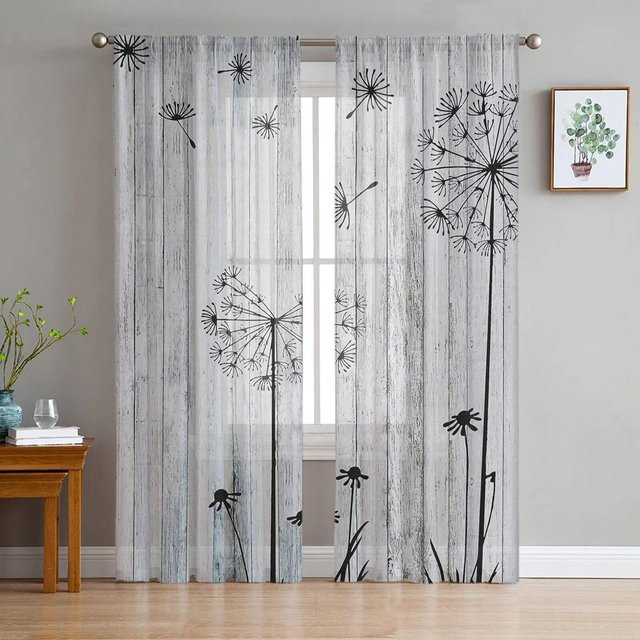 A Family Of Home Textiles Pusteblumen-Tüllvorhang in Transparent/Weiß mit floralem Design, Breite: 135 cm, Höhe: 244 cm - Bild 1