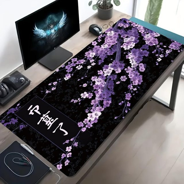 Verena Gaming-Mauspad Japanische Kirschblüte Schwarz Lila, B/T/H: 80 x 30 x 0,2 cm - Bild 1