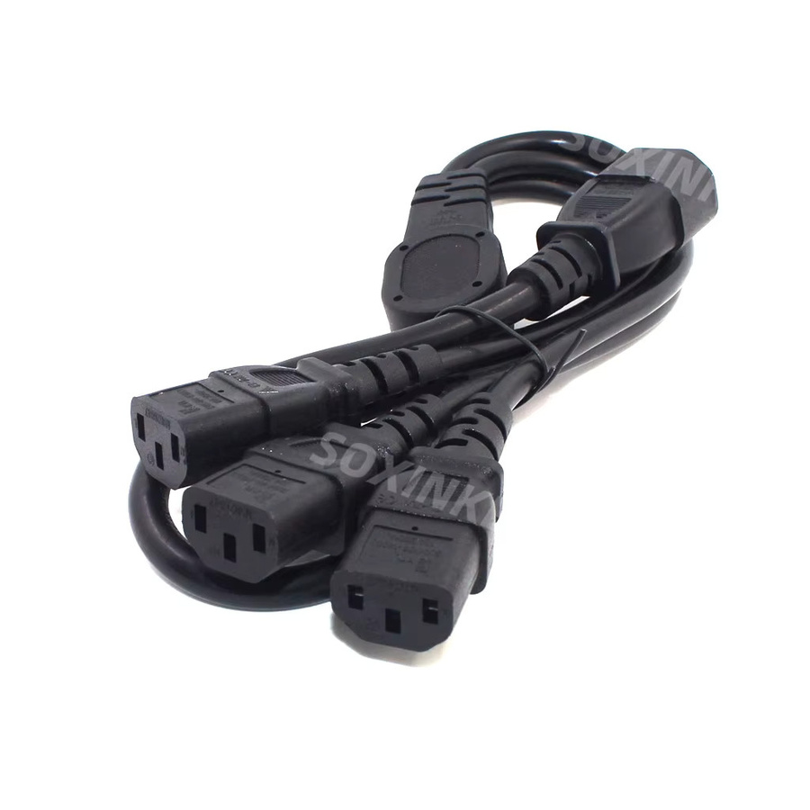 KYMISON IEC C14 auf 3x C13 Splitter Netzwerkkabel, Schwarz - Bild 3
