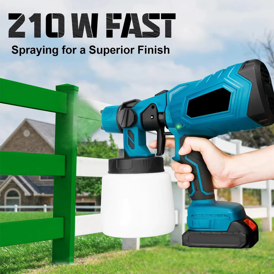 Bromose Kabellose Elektrische Spritzpistole in Blau, Tragbarer Farbsprüher für Haushalt und Möbelbeschichtung, Airbrush-Set für Makita 18V Akku, 1000 ml - Bild 3