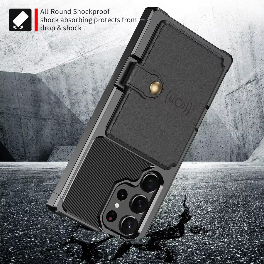 Flip Wallet Case Leder Schutzhülle für Samsung Galaxy S25 Ultra S24 S23 S22 S21 FE und S25 Plus stoßfeste Abdeckung mit Kreditkartenfach in Schwarz oder Rot - Bild 5