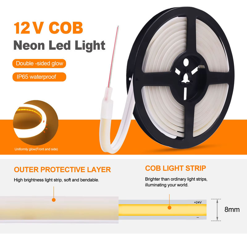 XUNATA COB LED Streifen Licht Weiß, Wasserdichtes Flexibles LED Neonband mit 120 LEDs pro Meter, Doppelseitige Up-Down Beleuchtung aus Silikon - Bild 5