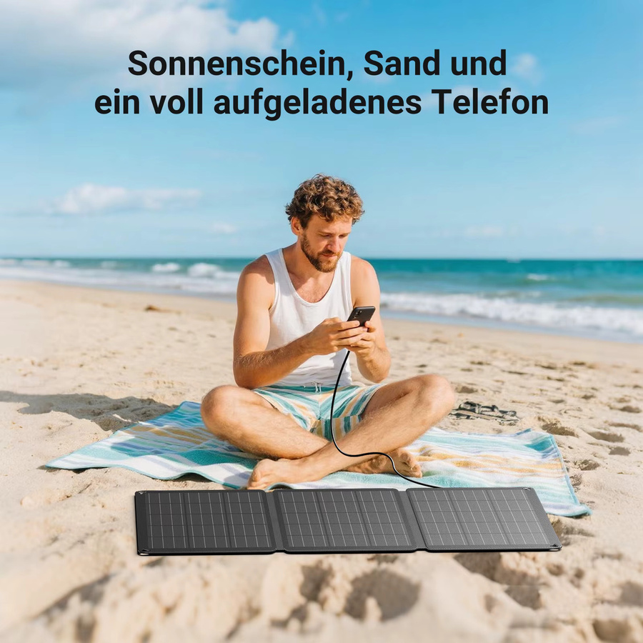 LIONSHEE Tragbares Solarpanel 30W Faltbares Solarladegerät mit IP67 Wasserschutz in Schwarz für Smartphones, Tablets und Powerstations - Bild 4