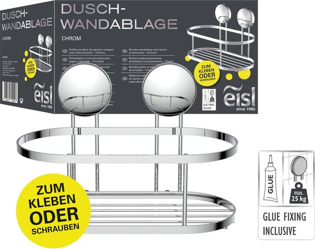 Eisl Duschablage aus Edelstahl in Chrom ohne Bohren für dein Badezimmer - Bild 2