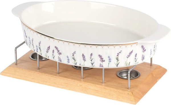 Genialo Auflaufform und Warmhalteplatte oval in Multicolor und Weiß
