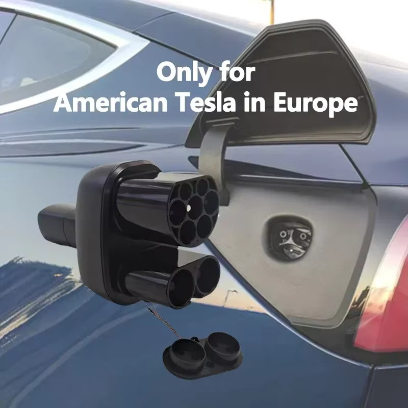 FITMPH CCS2+ Typ 2 zu NACS Tesla Konverter, 2-in-1 Adapter für DC und AC, Schwarz, 250kW für Tesla Model 3/X/Y/S, Max 250V 32A, für US-Tesla in Europa - Bild 3