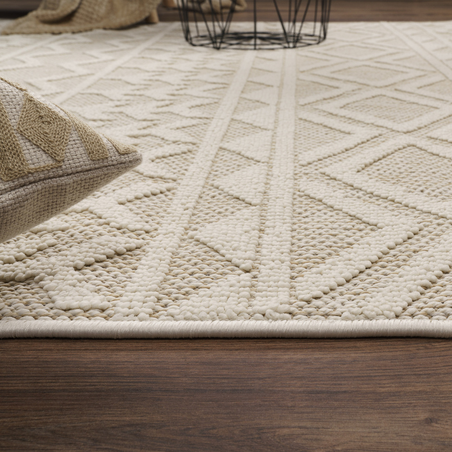 Teppich Munico in Creme mit High-Low-Effekt im Boho-Ethnic-Stil, B: 120 cm, L: 160 cm - Bild 3