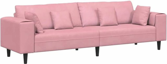 vidaXL Sofa aus Samt in Rosa mit Kissen, B/T/H: 250 x 77 x 76 cm - Bild 1