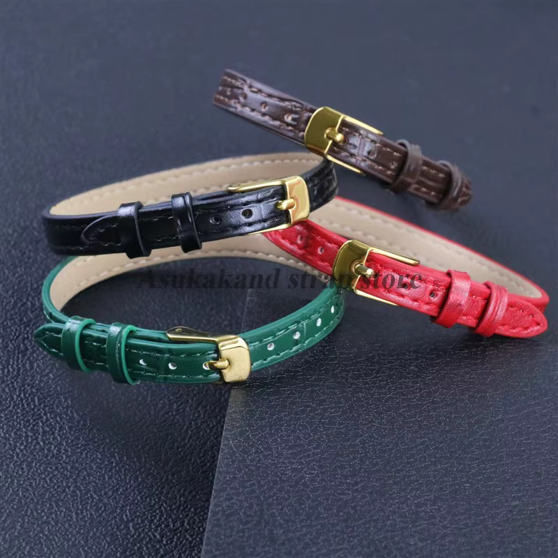 asukaband Uhrenarmband Leder, Gold, Unisex, 8 mm, 10 mm - Bild 1