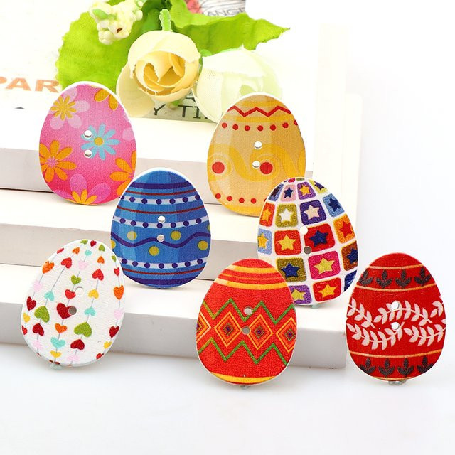 OEMOO Holzknöpfe in Ei-Form für DIY-Bastelarbeiten und Nähen, 50 Stück, Mehrfarbig, B/T/H: 2,4 x 3,1 cm - Bild 1