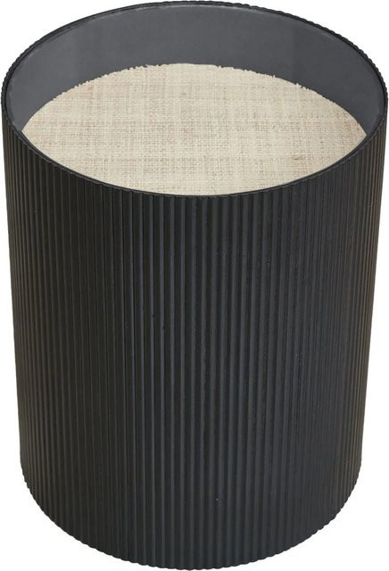 Svita Carlo Beistelltisch aus Paulownia Holz und Glas in Natur/Schwarz, Durchmesser: 39 cm, Höhe: 48 cm - Bild 1