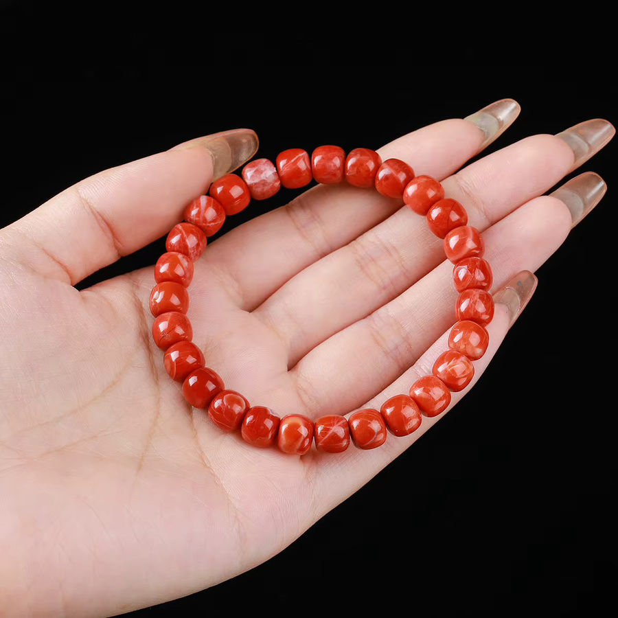 Armband Roter Achat, Barrel Perlen, Damen - Bild 2