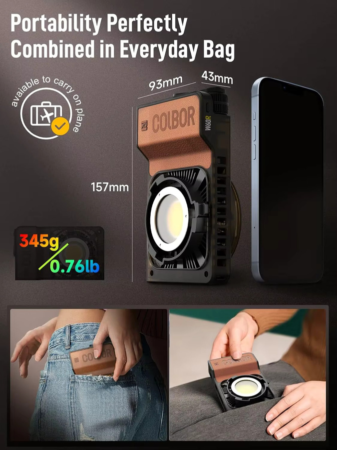 SYNCO COLBOR COB LED Licht Handheld Tragbare Taschenleuchte für Fotografie und Outdoor-Shooting in Schwarz - Bild 5