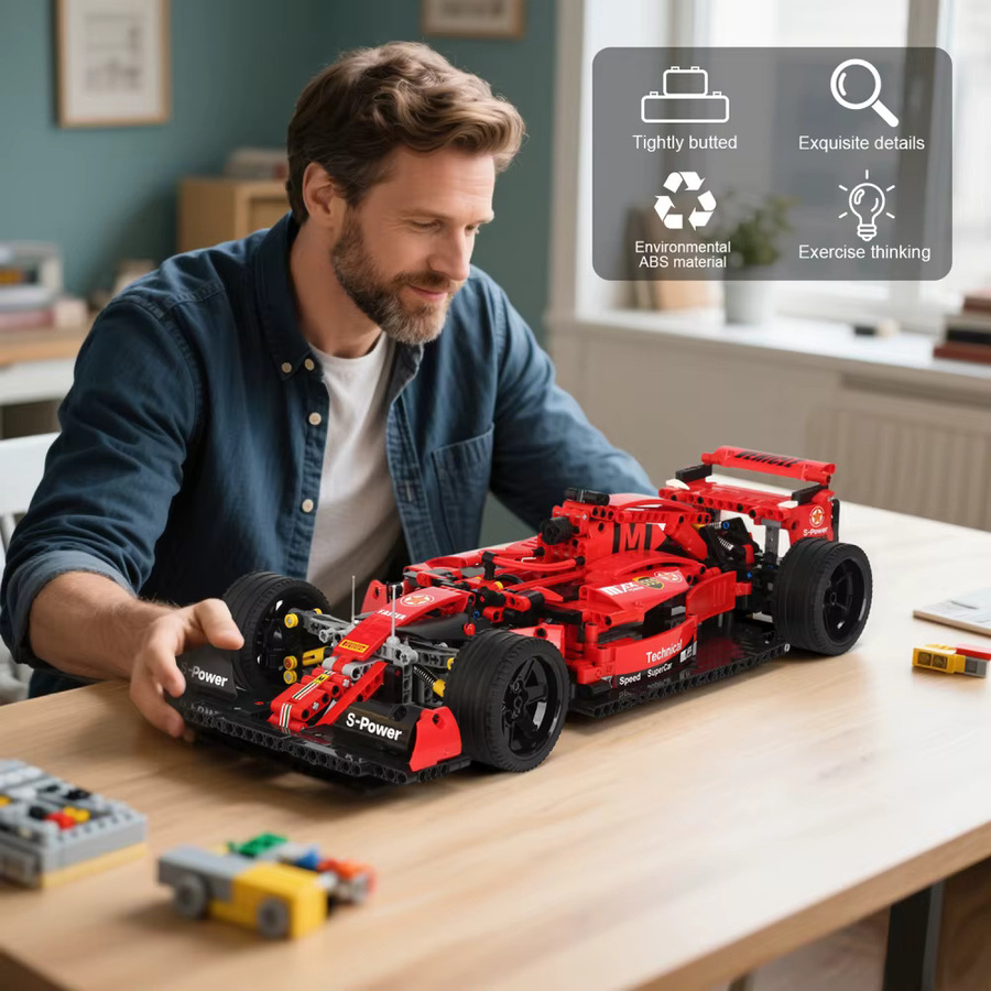 yaafun Rotes Sportwagen-Modell, Bausteinset, 1:10, 1200 Teile - Bild 6
