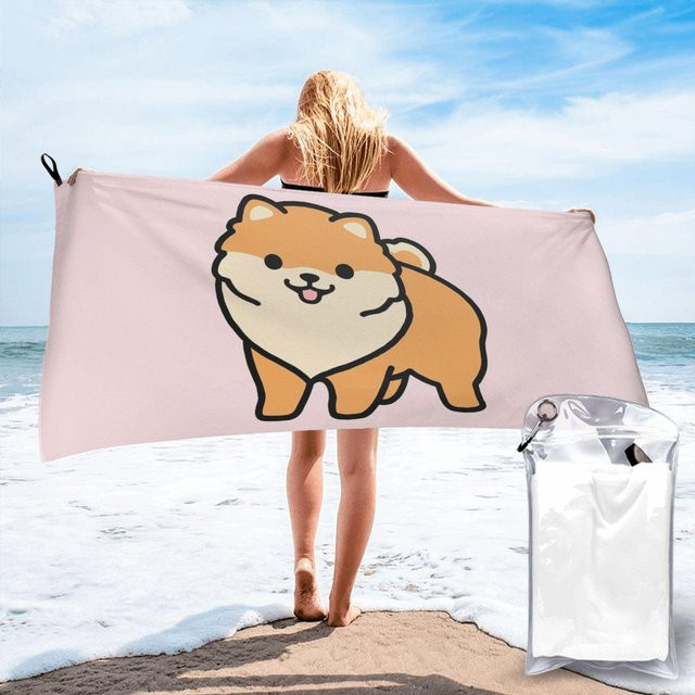 Ka Chen Muxi Strandtuch Pomeranian aus Mikrofaser, Weiß, Breite: 30 cm, Höhe: 60 cm - Bild 1