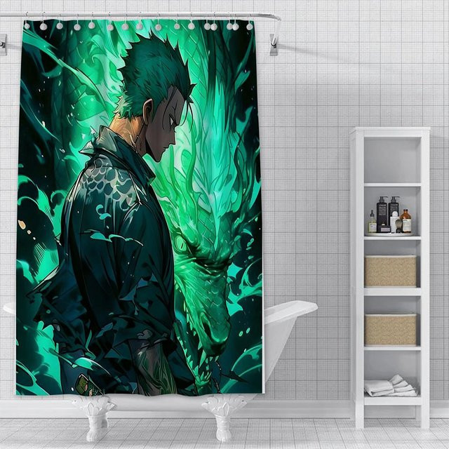 Wasserfester Duschvorhang mit Anime L-Luffy Motiv von Baifenbai Home Furnishing, bunt, Polyester, B/H: 240 x 180 cm - Bild 1