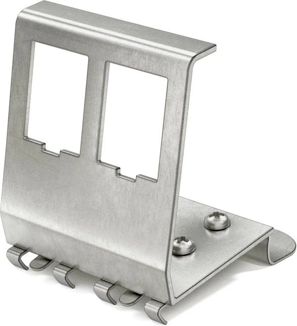hb-digital Hutschienenadapter für 2 Keystone Module aus Edelstahl in Silber für 35mm DIN-Schienen - Bild 1