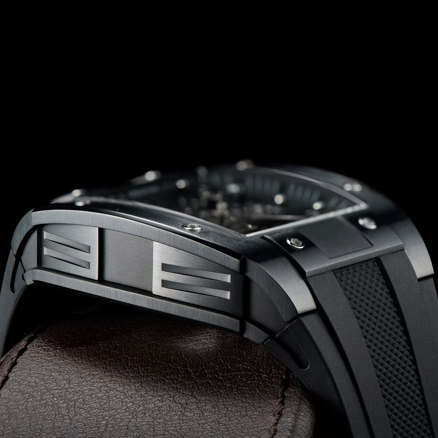 OBLVLO Armbanduhr Automatik, Tonneau, Edelstahl, Schwarz, Herren - Bild 2